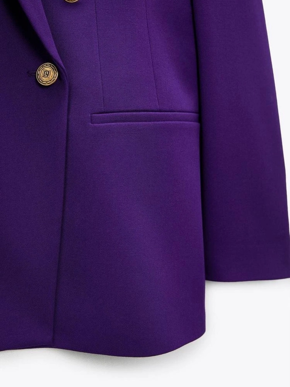 ZARA Purple Double-Breasted Blazer Gold Buttons Sz XS - Picture 5 of 14
